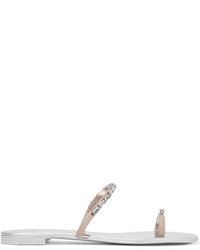Giuseppe Zanotti Crystal Embellished Mirrored Leather Sandals Silver