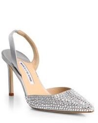 Silver Embellished Leather Shoes