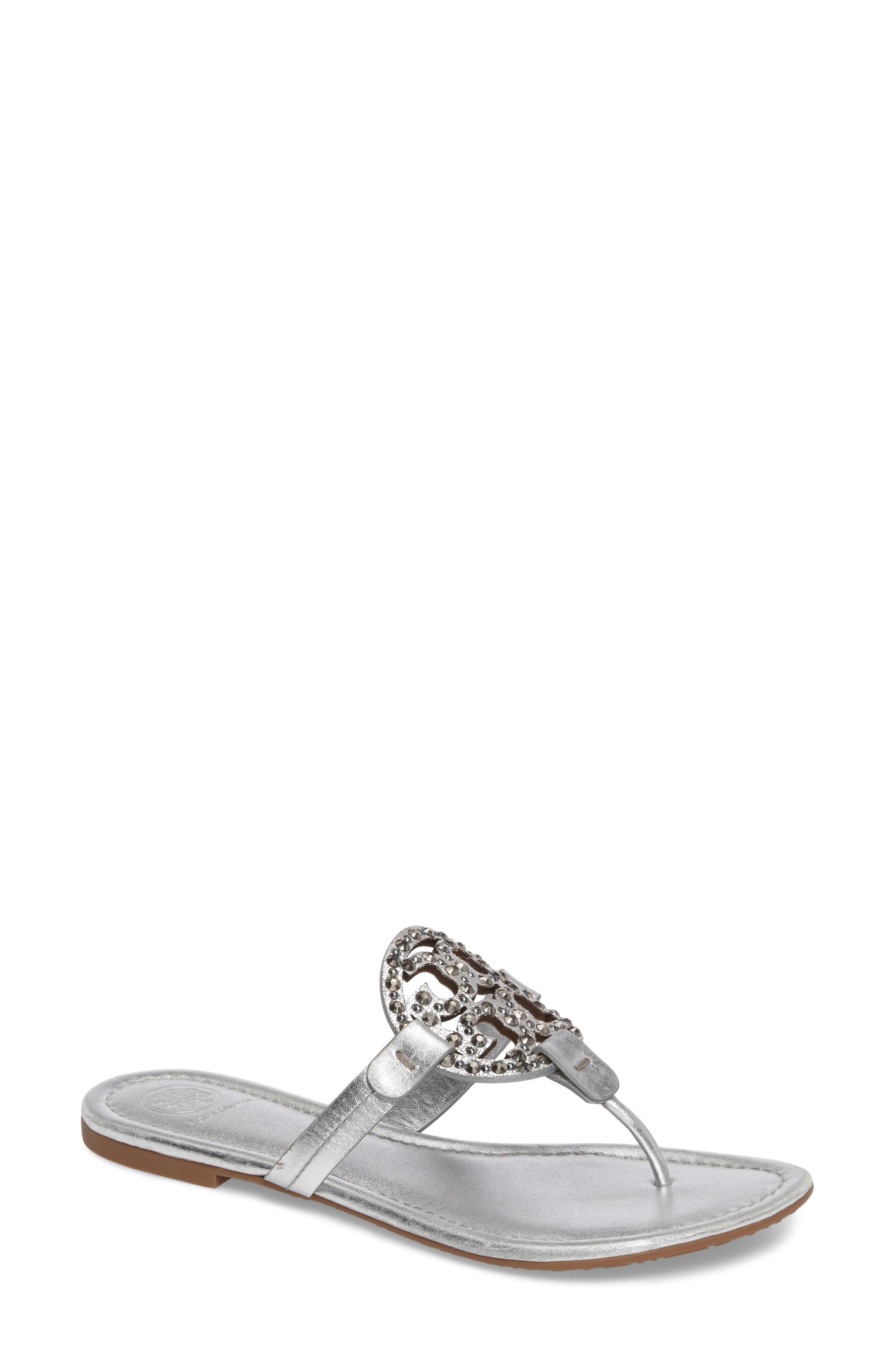 Tory burch miller hot sale embellished sandal silver