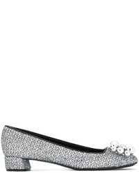 Silver Embellished Loafers
