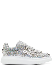 Silver Embellished Low Top Sneakers
