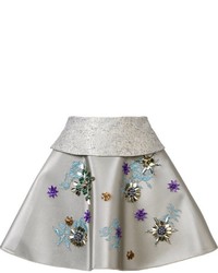 Silver Embellished Mini Skirt