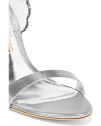 Sophia Webster Evangeline Crystal Embellished Lam Sandals Silver