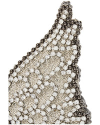 Sophia Webster Evangeline Crystal Embellished Lam Sandals Silver