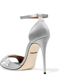 Dolce & Gabbana Swarovski Crystal Embellished Satin Sandals Silver