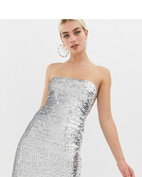 Silver Embellished Sequin Bodycon Dress