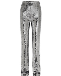 Silver Embellished Sequin Dress Pants