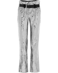 RtA Dillon Belted Sequined Satin Pants