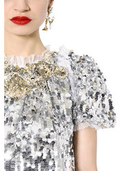 Dolce & Gabbana Embellished Sequined Tulle Dress