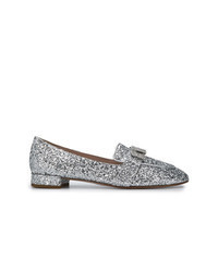 Silver Embellished Sequin Loafers