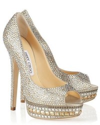 Jimmy Choo Kendall Leather And Crystal Platform Pumps