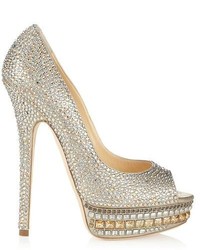 Jimmy Choo Kendall Leather And Crystal Platform Pumps