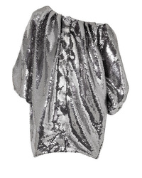 Silver Embellished Sequin Shift Dress