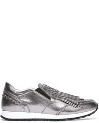 Silver Embellished Slip-on Sneakers