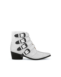 Silver Embellished Suede Ankle Boots