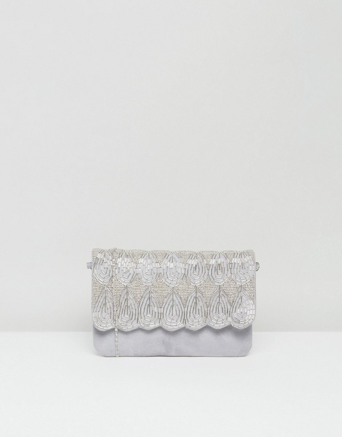 silver embellished clutch bag