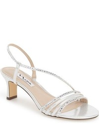 Silver Embellished Suede Sandals