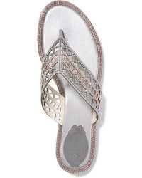 Rene Caovilla Ren Caovilla Crystal Embellished Suede Sandals Silver