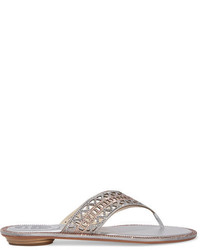 Rene Caovilla Ren Caovilla Crystal Embellished Suede Sandals Silver