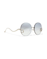 For Art's Sake Passion Fruit Embellished Round Frame Stainless Sunglasses