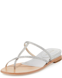 Pelle Moda Neka Embellished Flat Slide Sandal Silver