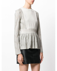M Missoni Embroidered Flared Knitted Top