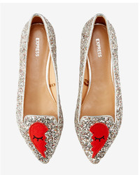 Silver Embroidered Flats