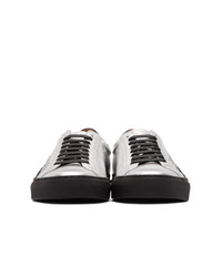 Givenchy Silver And Black Embroidered Urban Street Sneakers