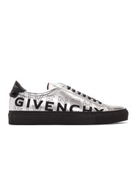 Givenchy Silver And Black Embroidered Urban Street Sneakers