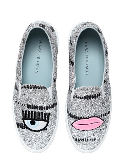 alcove Waist marketing Chiara Ferragni 30mm Eye Lips Glitter Slip On Sneakers, $344 | LUISAVIAROMA  | Lookastic