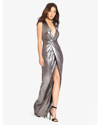 Halston Metallic Jersey Gown With Twist