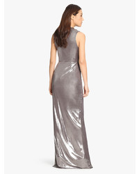 Halston Metallic Jersey Gown With Twist