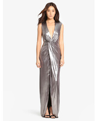 Halston Metallic Jersey Gown With Twist