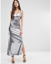Boohoo Metallic Side Split Maxi Dress