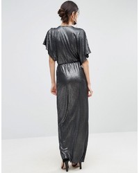 Asos Metallic Wrap Kimono Maxi Dress