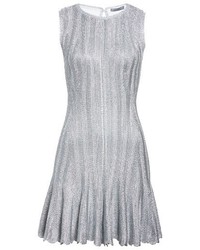 Alexander McQueen Metallic Knit Fit Flare Dress