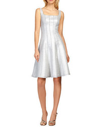 Kay Unger Metallic Tweed Piped A Line Dress