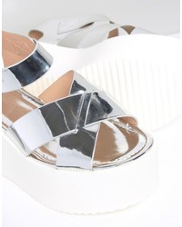 Pull&Bear Metallic Flatform Sandal