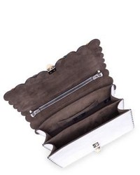 Fendi Kan I Floral Detail Metallic Leather Shoulder Bag