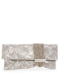 Silver Floral Leather Clutch