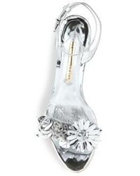 Sophia Webster Lilico Floral Embellished Metallic Leather Block Heel Sandals