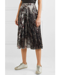 Markus Lupfer Hailey Pleated Printed Lam Midi Skirt