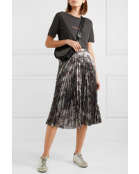 Markus Lupfer Hailey Pleated Printed Lam Midi Skirt