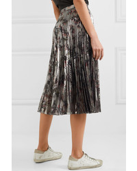 Markus Lupfer Hailey Pleated Printed Lam Midi Skirt