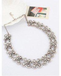 Choies Silver Vintage Butterfly Floral Necklace
