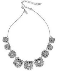 Kate Spade New York Silver Tone Pav Floral Frontal Necklace