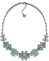 Carolee Silver Tone Multi Stone And Crystal Floral Frontal Necklace