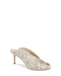 Silver Floral Satin Mules