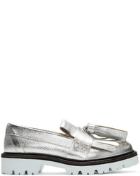 MSGM Silver Fringe Tassel Loafers