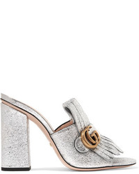 Women's Silver Fringe Mules by Gucci 